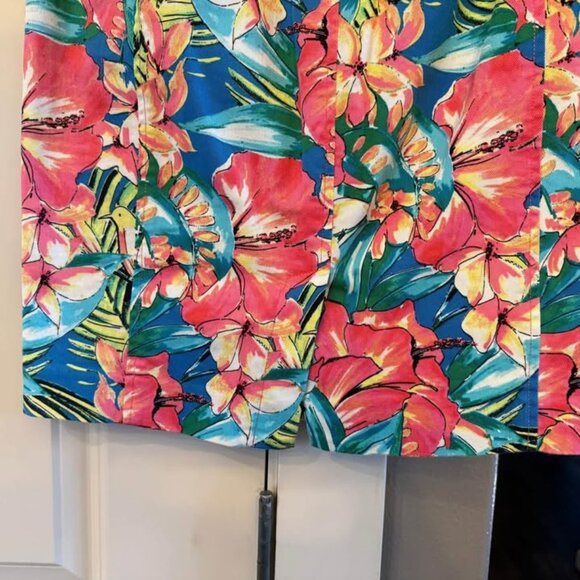 Women’s LOFT Bright Blue, Pink, Yellow Tropical Patterned Pencil Skirt-Size 2 - Picture 6 of 9